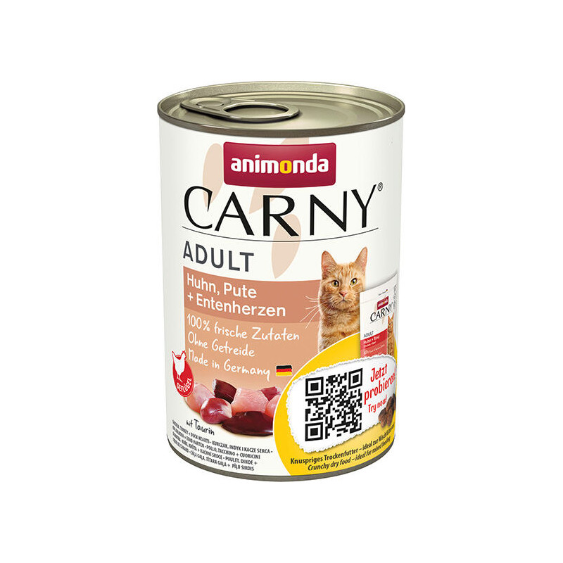 ANIMONDA konzerva CARNY Adult - kuře, krůta+kachní srdce 400g