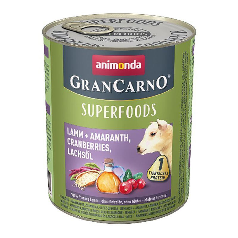 GRANCARNO Superfoods jehněčí,amarant,brusinky,los.olej 800 g pro psy