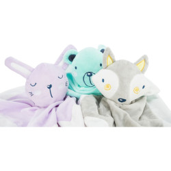 JUNIOR snuggler - plyšový mazlíček, čtverec s plyšovou hlavou