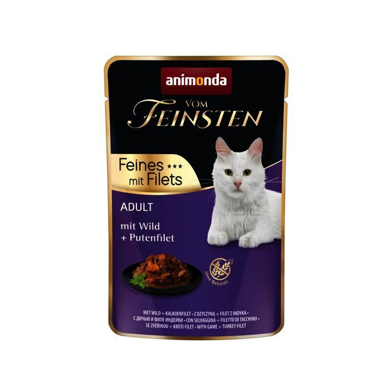 Vom Feinsten Adult FEINES m.Fillets - zvěřina + krůtí filet, kapsička pro kočky 85 g