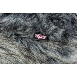 Polštář YELINA obdélníkový, dlouhý plyšový vlas, černá/šedá