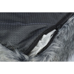 Polštář YELINA obdélníkový, dlouhý plyšový vlas, černá/šedá