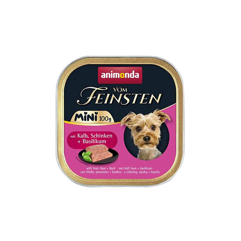 ANIMONDA paštika Vom Feinsten MINI - telecí, šunka, bazalka pro psy 100 g