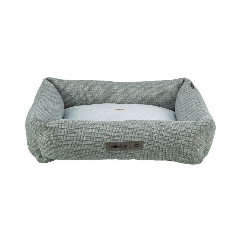 Pelech VIVIANA, obdélníkový s polštářovým okrajem, sametová tkanina, modrošedá