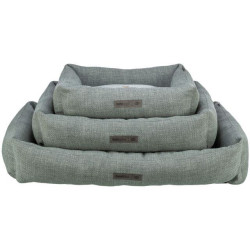 Pelech VIVIANA, obdélníkový s polštářovým okrajem, sametová tkanina, modrošedá