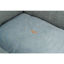 Pelech VIVIANA, obdélníkový s polštářovým okrajem, sametová tkanina, modrošedá