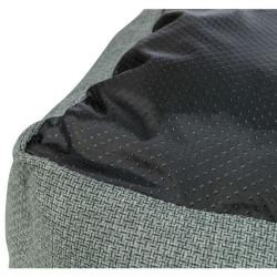 Pelech VIVIANA, obdélníkový s polštářovým okrajem, sametová tkanina, modrošedá