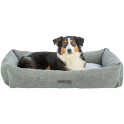 Pelech VIVIANA, obdélníkový s polštářovým okrajem, sametová tkanina, modrošedá