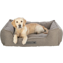 Pelech GANO, obdélníkový s polštářovým okrajem, tkanina, šedobéžová