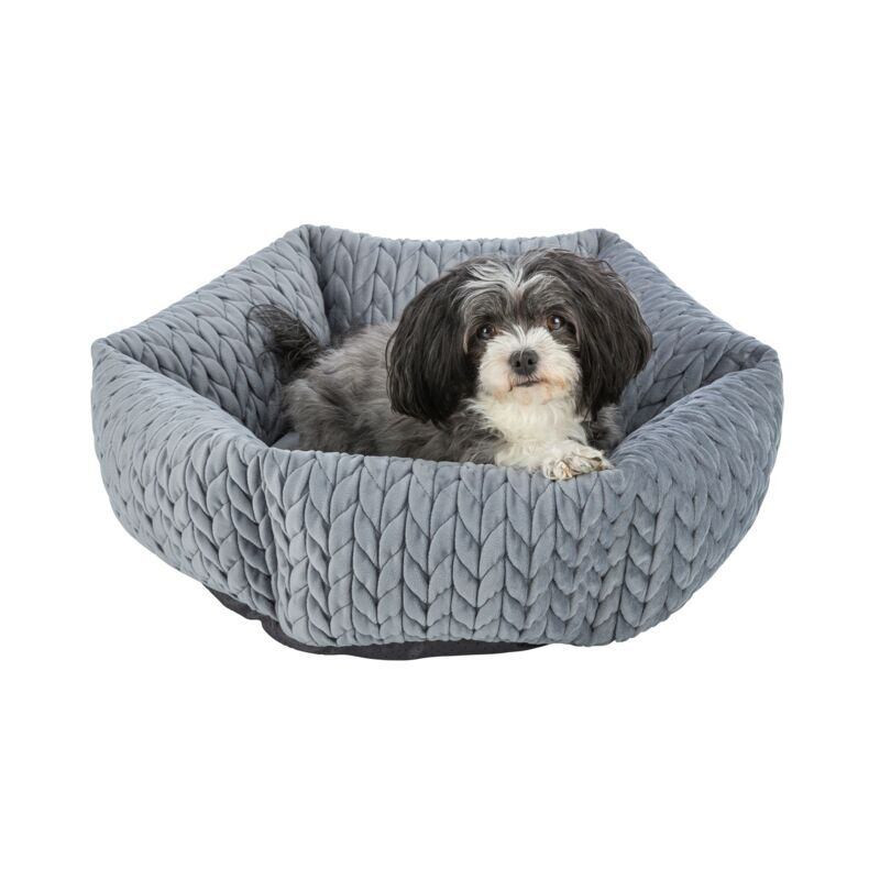 LIVIA kulatý sametový pelech, ø 50 cm, šedá