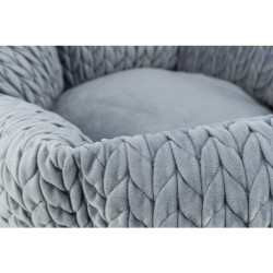 LIVIA kulatý sametový pelech, ø 50 cm, šedá