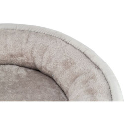 Kulatý sametový pelech EMMI, s okrajem, světlešedá