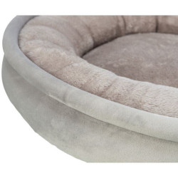 Kulatý sametový pelech EMMI, s okrajem, světlešedá