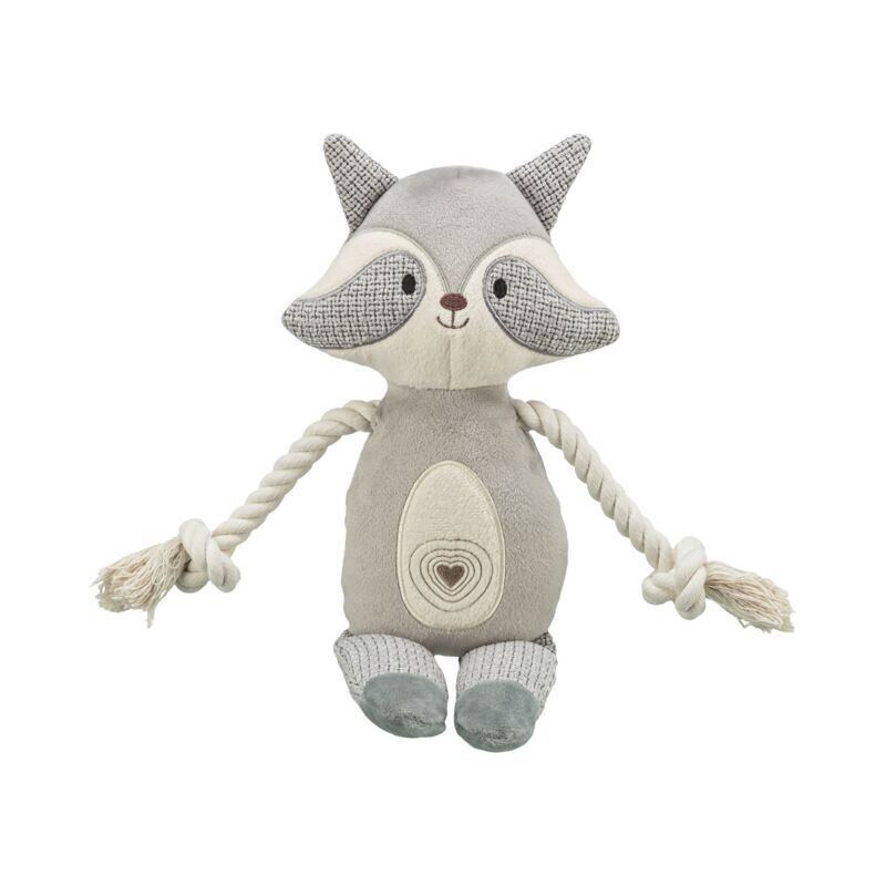 Mýval s lanem, hračka se zvukem, 33 cm, plyš/tkanina/lano
