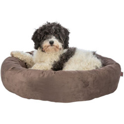 Kulatý recyklovaný pelech LIONEL, fleece, hnědá/béžová