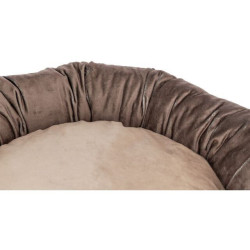 Kulatý recyklovaný pelech LIONEL, fleece, hnědá/béžová