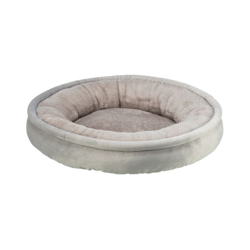 Kulatý sametový pelech EMMI, ø 50 cm, světlešedá