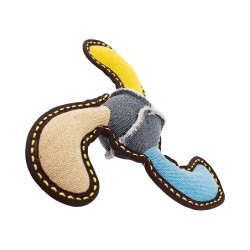 Bumerang, 27 cm, robustní aport pro psy, HIPHOP DOG, tkaná látka, béžová/modrá/žlutá