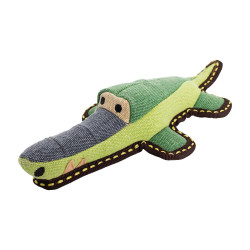 Krokodýl, 30 cm, robustní aport pro psy, HIPHOP DOG, tkaná látka, zelená/šedá