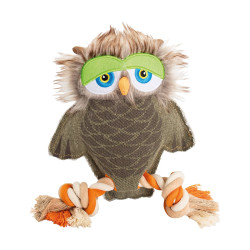 Sova na laně, 28 cm, robustní hračka pro psy, HIPHOP DOG, tkaná látka