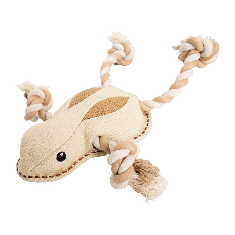 Žába na laně, 33 cm, robustní hračka pro psy, HIPHOP DOG, tkaná látka, přírodní