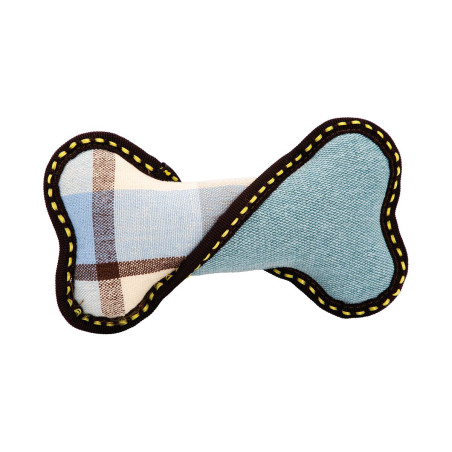 Kost, 21 cm, robustní aport pro psy, HIPHOP DOG, modrá/žlutá