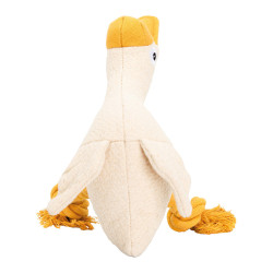 Husa, 29 cm, látková robustní hračka s bavlněnými uzly, HIPHOP DOG, krémová/hořčicová