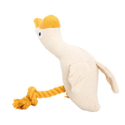 Husa, 29 cm, látková robustní hračka s bavlněnými uzly, HIPHOP DOG, krémová/hořčicová