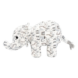 Slon, 23 cm, látková robustní hračka pro psy, HIPHOP DOG, bílá s potiskem