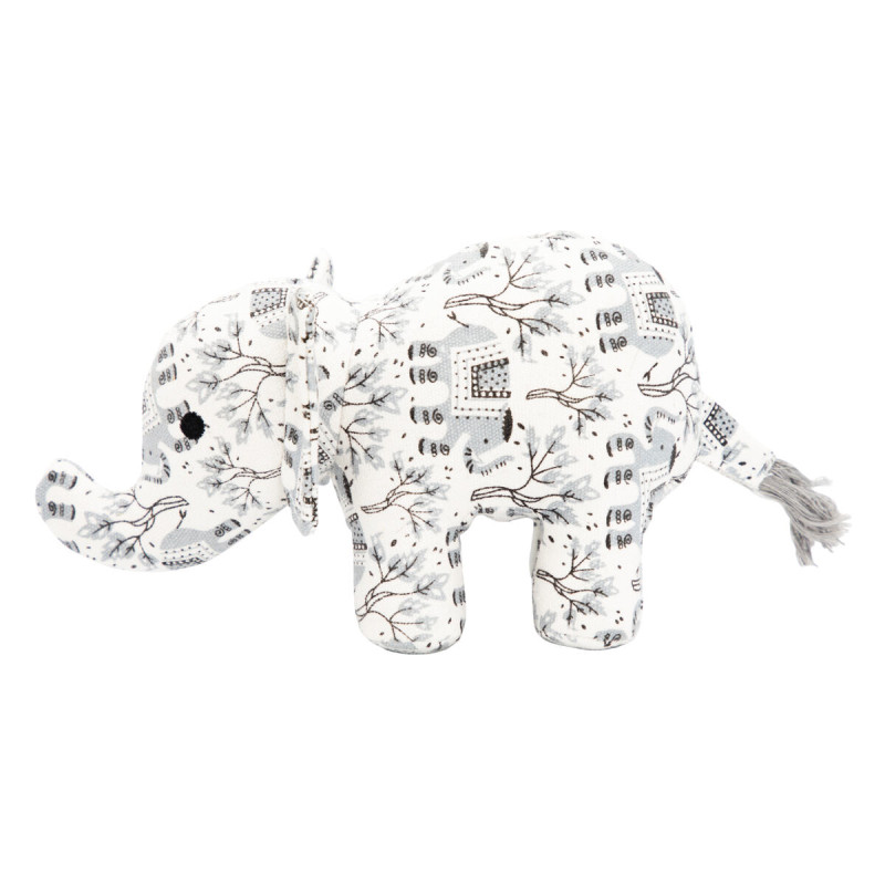 Slon, 23 cm, látková robustní hračka pro psy, HIPHOP DOG, bílá s potiskem