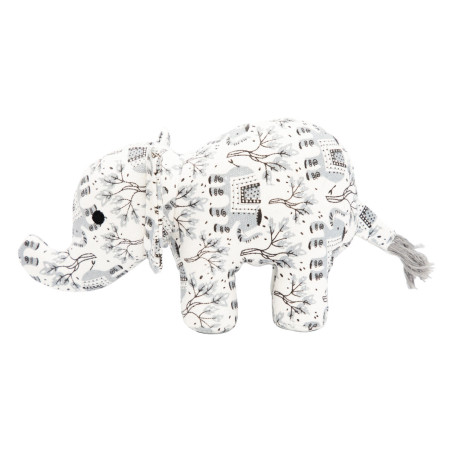 Slon, 23 cm, látková robustní hračka pro psy, HIPHOP DOG, bílá s potiskem