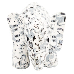 Slon, 23 cm, látková robustní hračka pro psy, HIPHOP DOG, bílá s potiskem