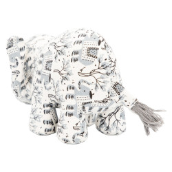 Slon, 23 cm, látková robustní hračka pro psy, HIPHOP DOG, bílá s potiskem