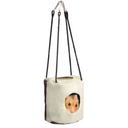 Šustící jeskyň pro křečka, na zavěšení do klece 10x9 cm