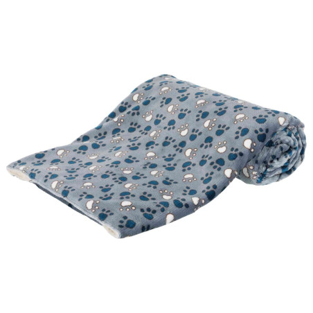 Deka TAMMY jemný plyš/dlouhý plyš, modrá s packami