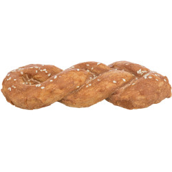 DentaFun Chicken Bread, žvýkací pletýnka z buvolí kůže s masem [50 ks], 15 cm / 75 g