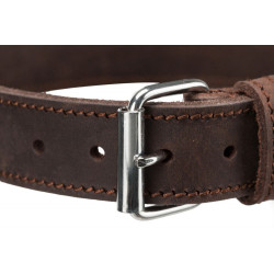 Kožený obojek RUSTIC - tmavě-hnědá