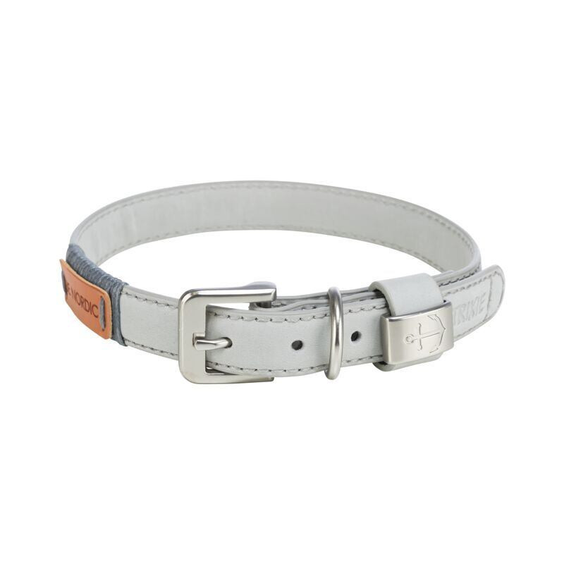 BE NORDIC kožený obojek - světle šedá