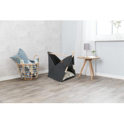 Jeskyně ELISE s polštářkem, 63 × 44 × 30 cm, tvar loďka, filc, antracit