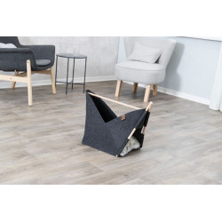 Jeskyně ELISE s polštářkem, 63 × 44 × 30 cm, tvar loďka, filc, antracit