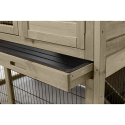 NATURA mega králíkárna s výběhem, 124 x 102 x 78 cm, šedá/hnědá