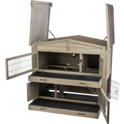 NATURA mega králíkárna, dvě oddělitelná patra, 133 x 120 x 83 cm, šedo-zelená