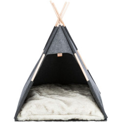 Jeskyňka TIPI - přístřešek ve tvaru týpí, 70 x 70 x 70 cm, plsť/dřevo, antracit