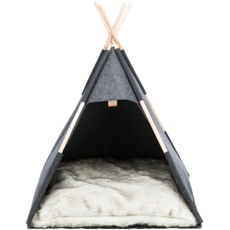 Jeskyňka TIPI - přístřešek ve tvaru týpí, 70 x 70 x 70 cm, plsť/dřevo, antracit