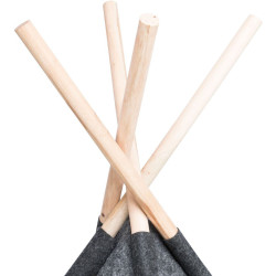 Jeskyňka TIPI - přístřešek ve tvaru týpí, 70 x 70 x 70 cm, plsť/dřevo, antracit