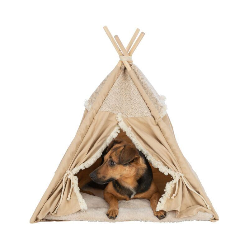 Teepee BOHO s polštářem, 55 x 65 x 55 cm, bavlna, béžová
