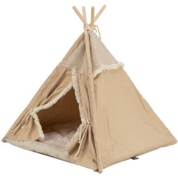 Teepee BOHO s polštářem, 55 x 65 x 55 cm, bavlna, béžová