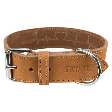 Rustic kožený obojek Heartbeat - hnědá