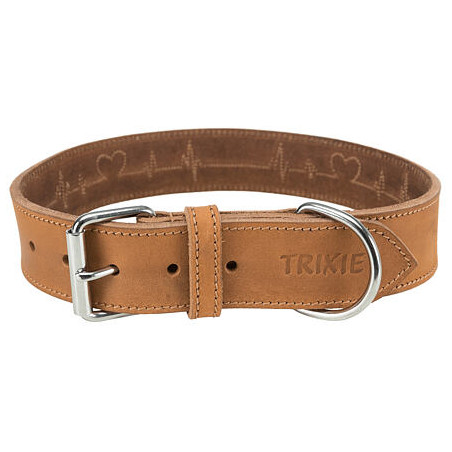 Rustic kožený obojek Heartbeat - hnědá