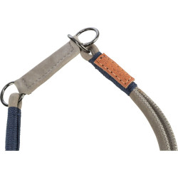 BE NORDIC kulatý polostahovací kožený obojek, šedá